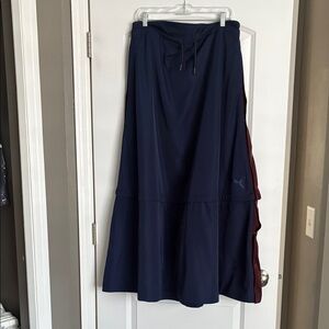 Puma Navy Maxi Skirt with Burgundy Side Panel